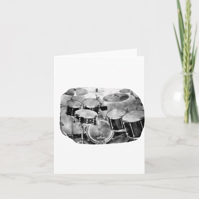 Drumset Schwarz-Weiß-Fotodesign Karte (Vorderseite)