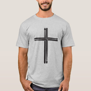Drumsticks mit Christlichem Kreuz T-Shirt