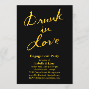 Drunin in Love Engagement Party Invitation Gold