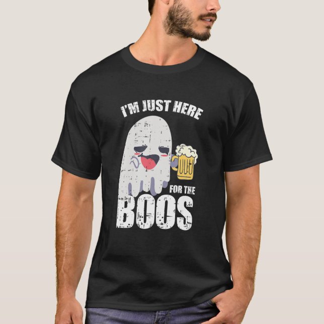 Drunk Ghost Drinking Beer Boo Costume Funny Hallow T-Shirt (Vorderseite)