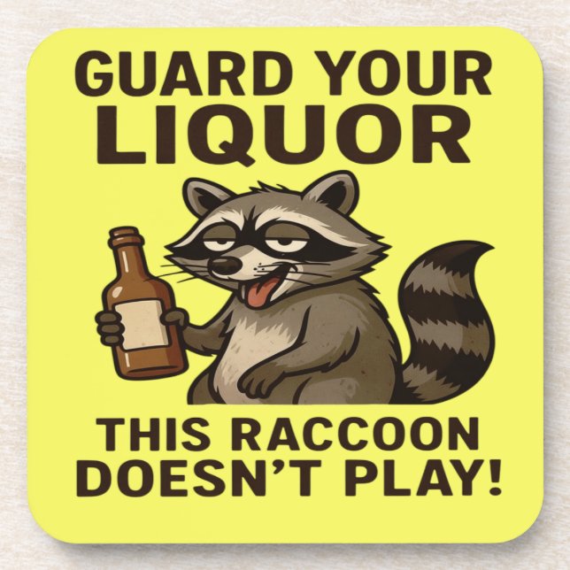 Drunk Raccoon Getränkeuntersetzer (Vorderseite)