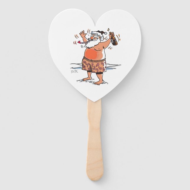 Drunk Santa heart hand fans Fächer (Vorderseite)