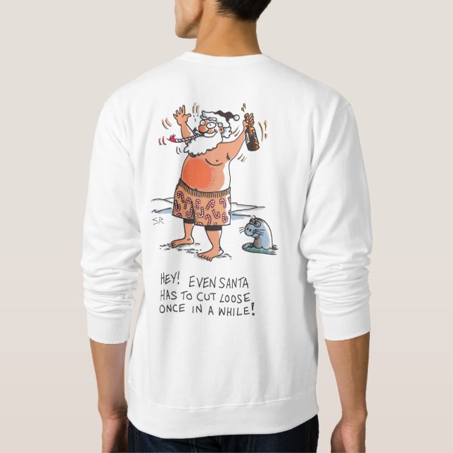 Drunk Santa white sweatshirt back (Dos)