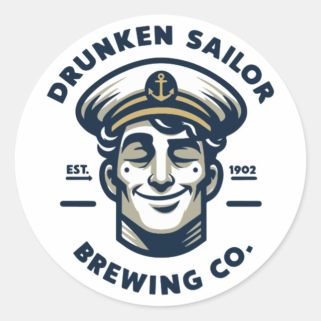 Drunken Sailor Brewing Co. Runder Aufkleber (Vorderseite)