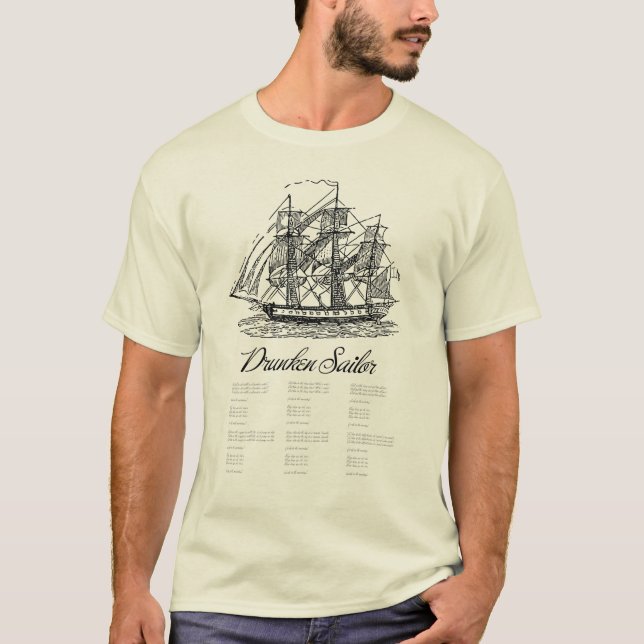 drunken sailor song with ship sea shanty T-Shirt (Vorderseite)