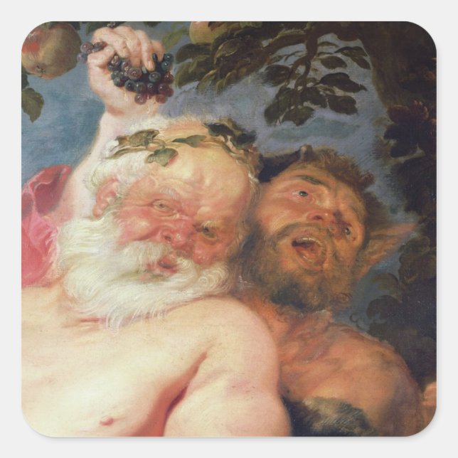 Drunken Silenus, unterstützt von Satyrs, c.1620 Quadratischer Aufkleber (Vorderseite)