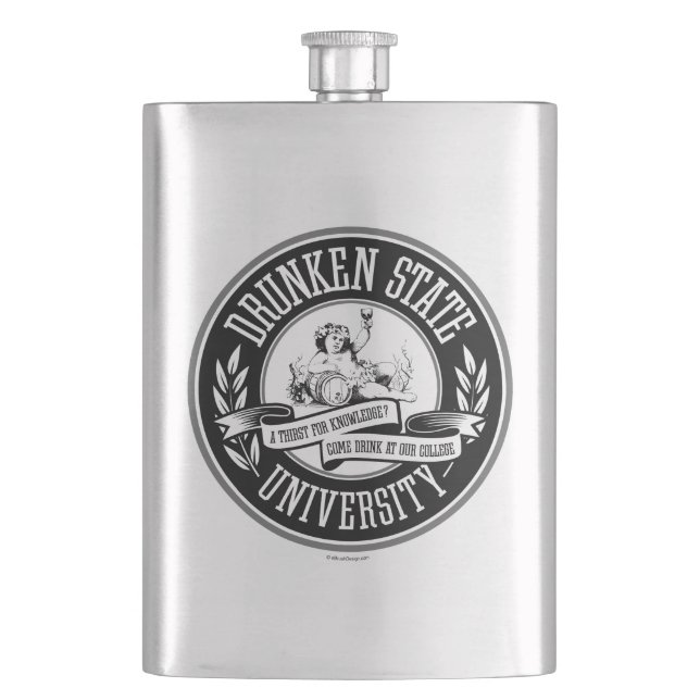 Drunken Staat University Hip Flasche Flachmann (Vorderseite)