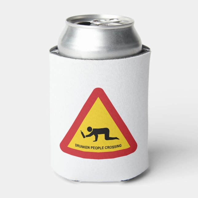 DRUNKENDE MENSCHEN ÜBERQUEREN VERKEHRSSIGN DOSENKÜHLER (Kanne Vorderseite)
