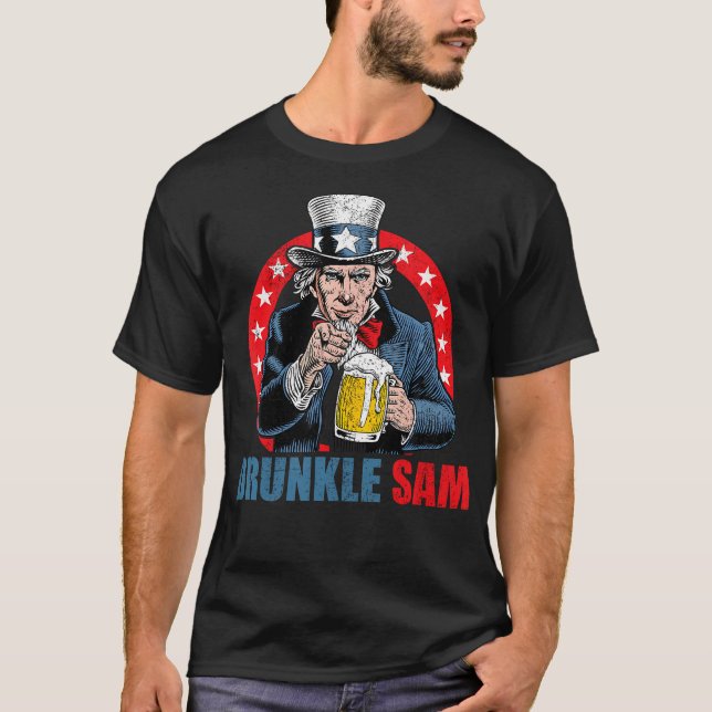 Drunkle Sam Funny 4. Juli Uncle Sam Usa Beer D. T-Shirt (Vorderseite)