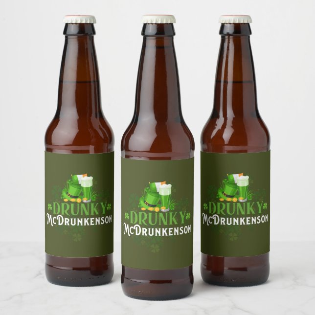 Drunky McDrunkerson St. Patrick's Day Bierflaschenetikett (Flaschen)