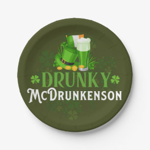 Drunky McDrunkerson St. Patrick's Day Pappteller