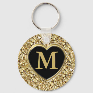 Druzy Kristallmonogramm - metallisches Gold Schlüsselanhänger