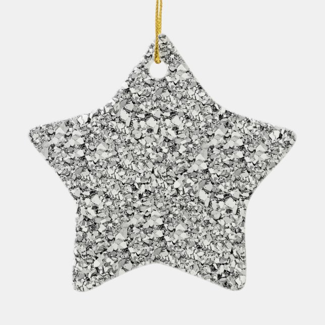Druzy Quarzkristalle - weiß, goldfarben Keramik Ornament (Vorne)