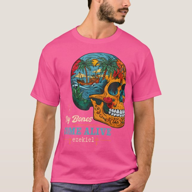 Dry Bones Come Alive Art Floral Natur Schädel Jesu T-Shirt (Vorderseite)