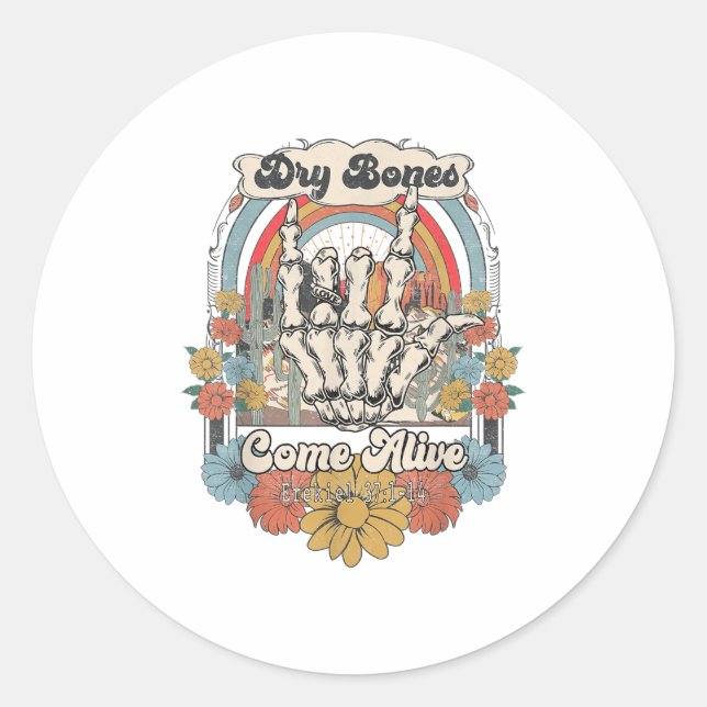 Dry Bones Come Alive Christian, Christian Motivati Runder Aufkleber (Vorderseite)