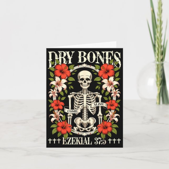Dry Bones Come Alive Funny Skeleton Floral Christi Karte (Vorderseite)
