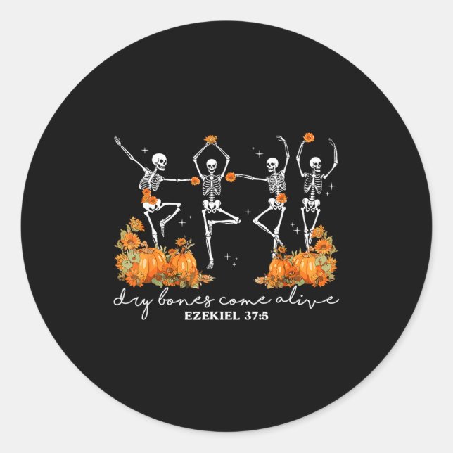 Dry Bones Come Alive Halloween Skeleton Dancing Ch Runder Aufkleber (Vorderseite)