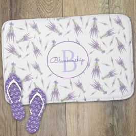 Dry Lavender Blume Bundles Muster Monogram Badematte