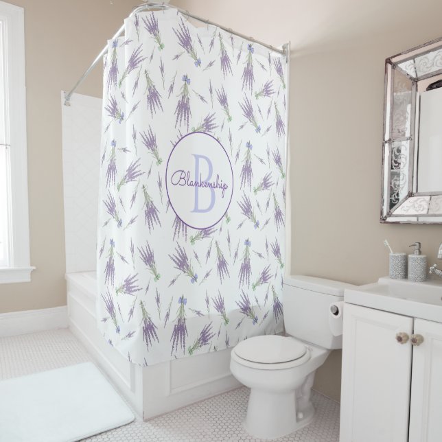 Dry Lavender Blume Bundles Muster Monogram Duschvorhang (Beispiel)