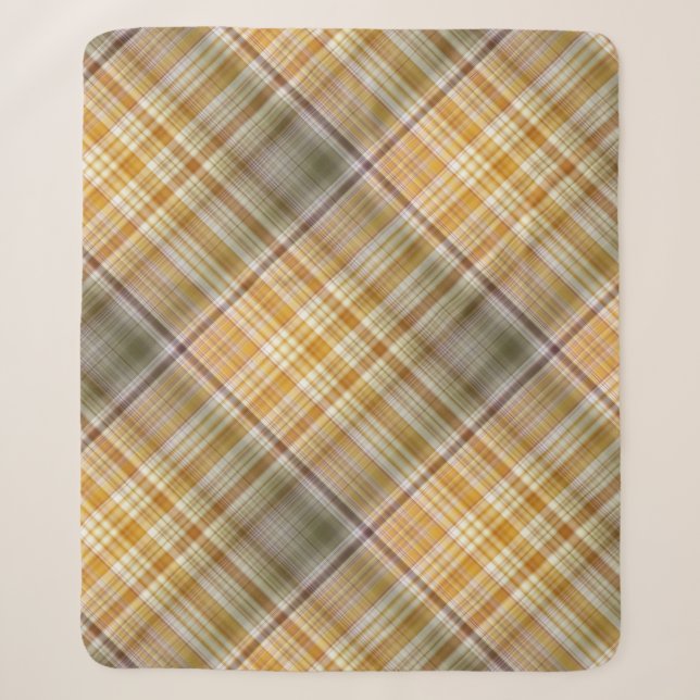 Dry Mais Gelb und Olivengrün Kariert Sherpadecke (Vorderseite)