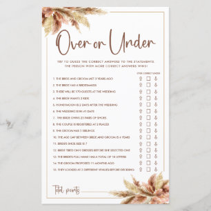 Dry Pampas Grass   Over and under Game Card