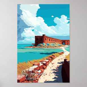 Dry Tortugas Florida Vintage Reise Illustration Poster
