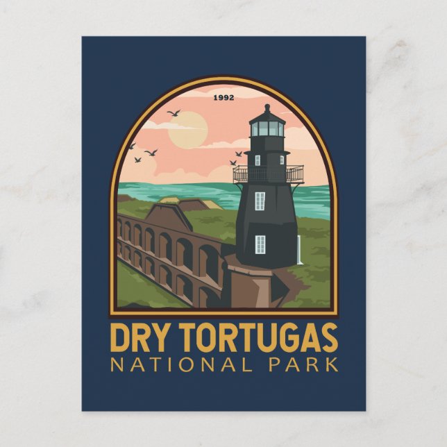 Dry Tortugas Nationalpark Vintages Emblem Postkarte (Vorderseite)