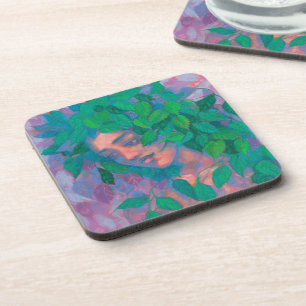 Dryad Tree Spirit Green Blätter Surreal Fantasy Ar Getränkeuntersetzer