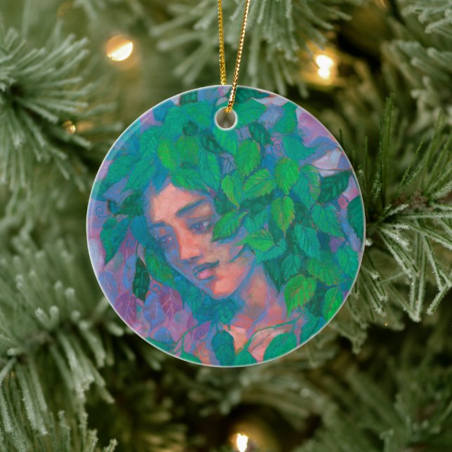 Dryad Tree Spirit Green Blätter Surreal Fantasy Ar Keramik Ornament (Baum)