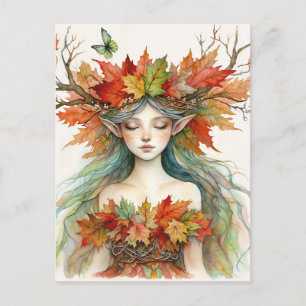 Dryade im Herbst-Fairy-Core-Postkarte Postkarte