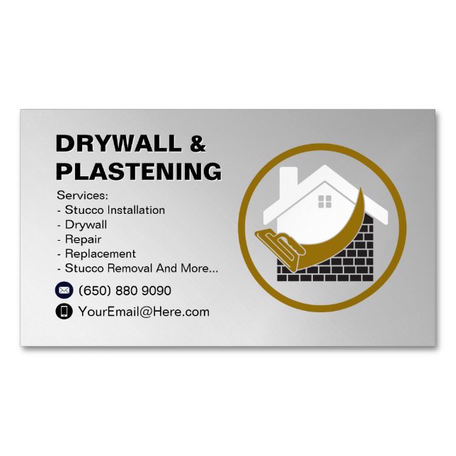 Drywall Business Card Magnet Plaster (Vorderseite)