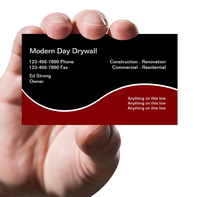 Drywall Contractor Modern Business Cards Visitenkarte (Von Creator hochgeladen)