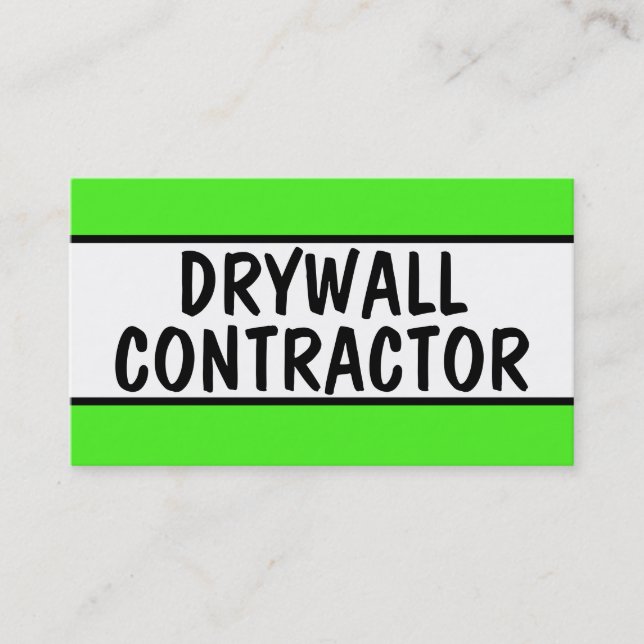 Drywall Contractor Neon Green Visitenkarte (Vorderseite)