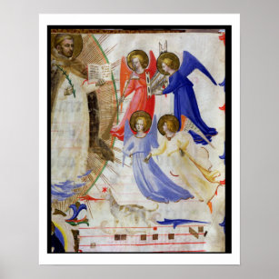ds 558 f.67v St. Dominic mit vier musikalischen En Poster