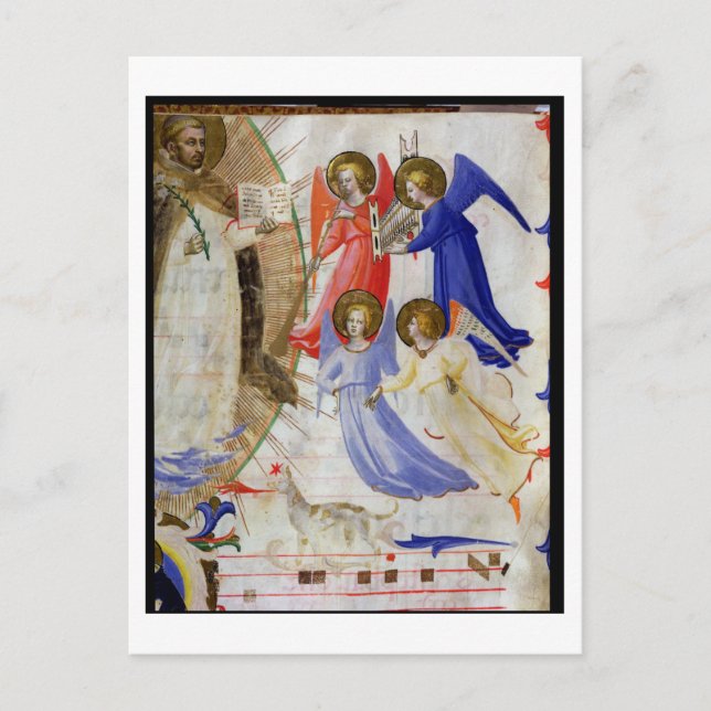 ds 558 f.67v St. Dominic mit vier musikalischen En Postkarte (Vorderseite)