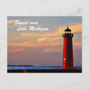 DSC_0036sm_edited-1, Sunset over, Lake Michigan Postkarte