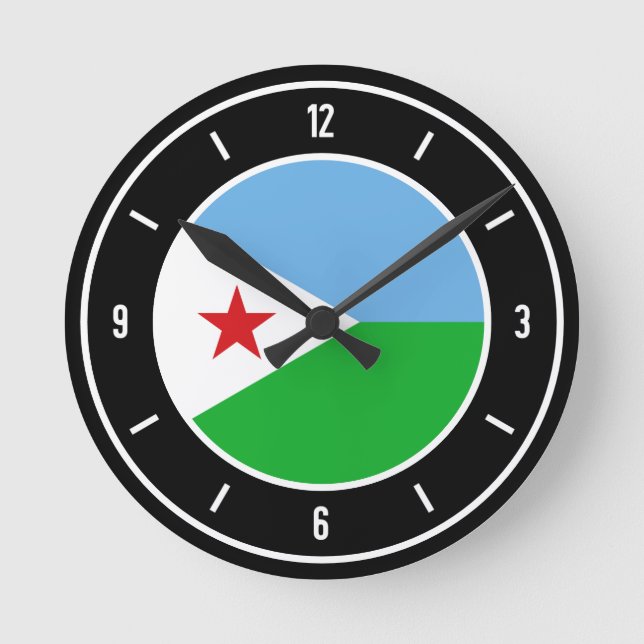 Dschibuti Flag Elegant Runde Wanduhr (Vorderseite)
