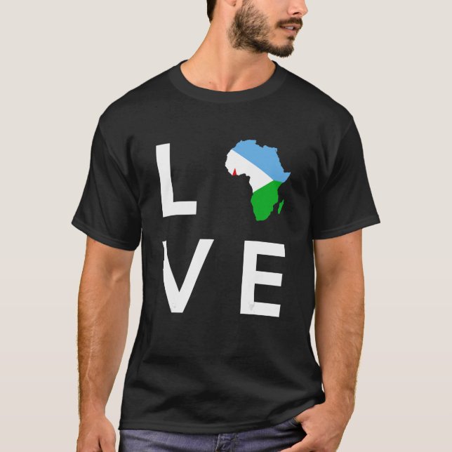 Dschibuti Flag Liebe Afrika Kontinentale Silhouett T-Shirt (Vorderseite)