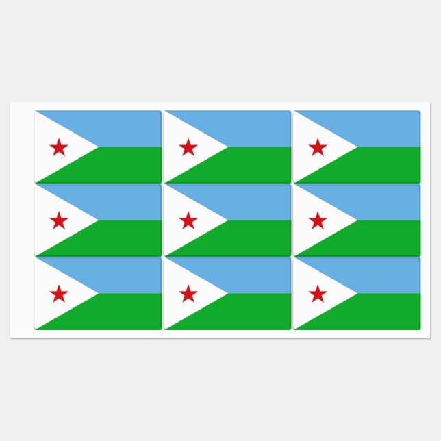 Dschibuti-Flagge Etiketten (Blatt)