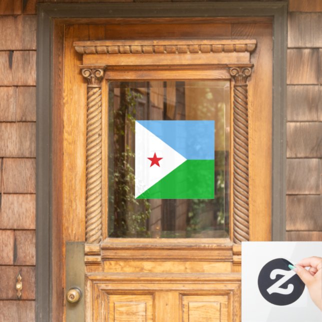 Dschibuti-Flagge Fensteraufkleber (Haustür)