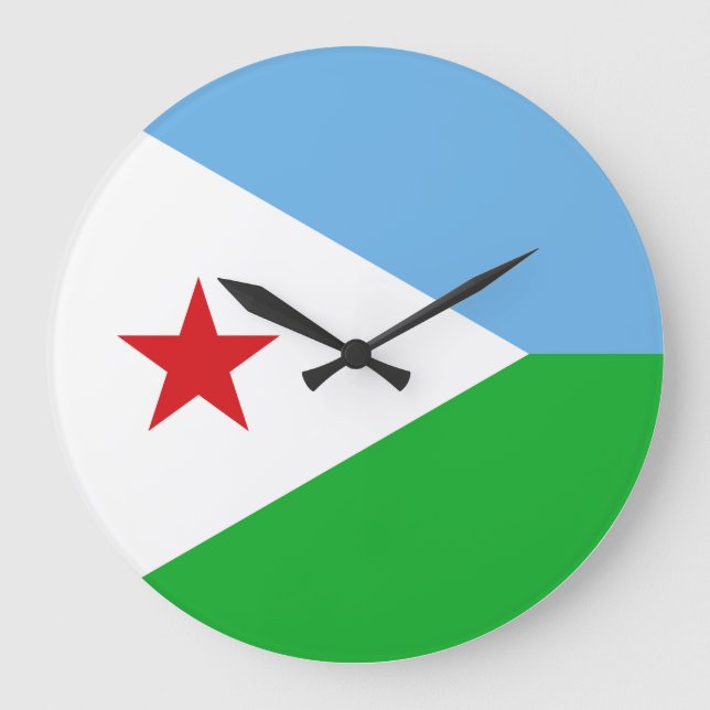 Dschibuti-Flagge Große Wanduhr (Vorderseite)