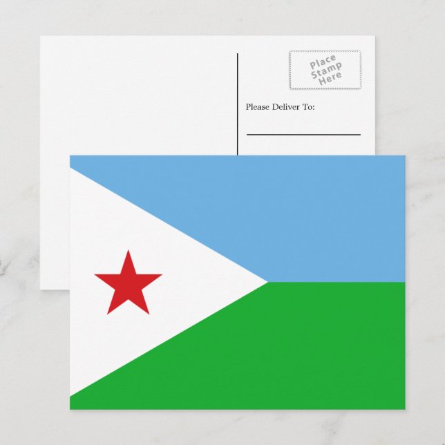 Dschibutische Flagge, Flagge Dschibutis Postkarte (Vorne/Hinten)