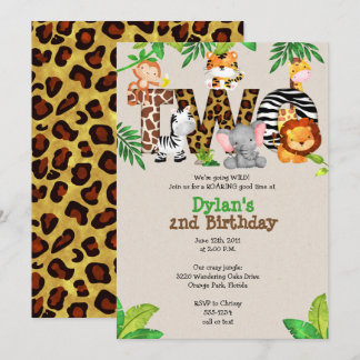Dschungel-2. Geburtstags-Party Einladungen