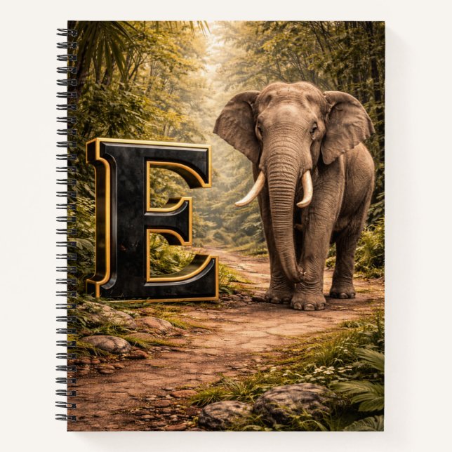 Dschungel Alphabet Buchstabe E Elefant Bildungshef Notizbuch (Vorderseite)