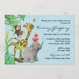 Dschungel-Baby-Babyparty-Einladungen │ Blau Einladung
