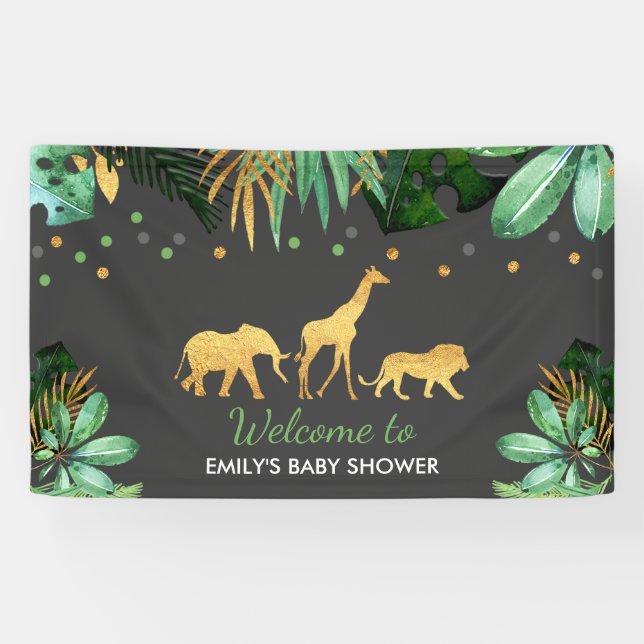 Dschungel-Baby-Duschen-Party-Fahnen-tropische Banner (Horizontal)