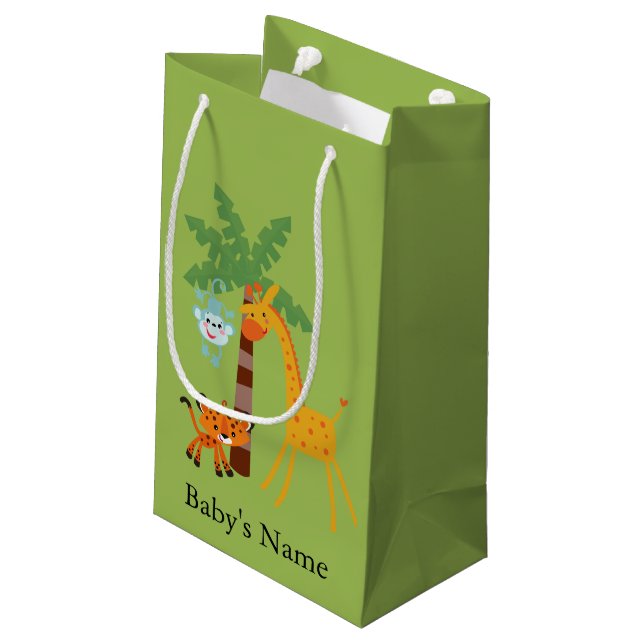 Dschungel-Babyparty-Geschenk-Tasche Kleine Geschenktüte (Rückseite Schrägansicht)
