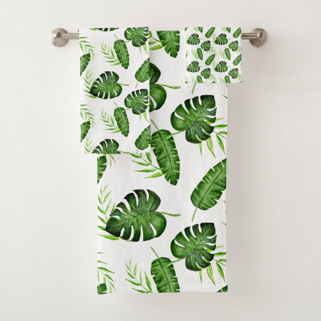 Dschungel Blätter Tropisches Wasser Botanischer Ch Badhandtuch Set (Insitu)