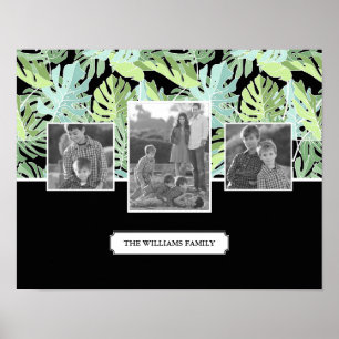 Dschungel-Blumenmuster Familienfotos & Text Poster