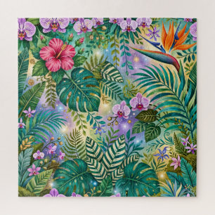 Dschungel-Fantasie-Blumen Lila Grün Gold Träumeris